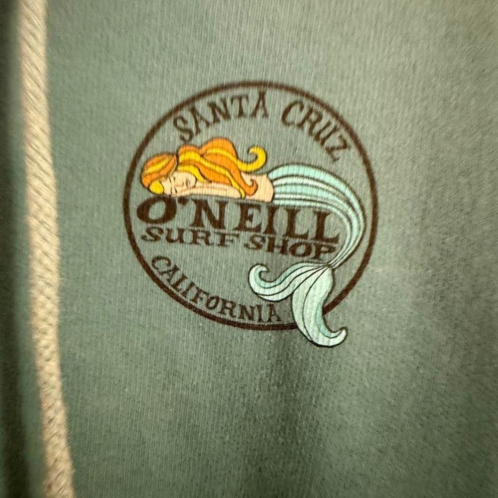 O'Neill Surf Shop Santa Cruz Mermaid Graphic Hoodie Teal Blue Men's Size L - Picture 2 of 6